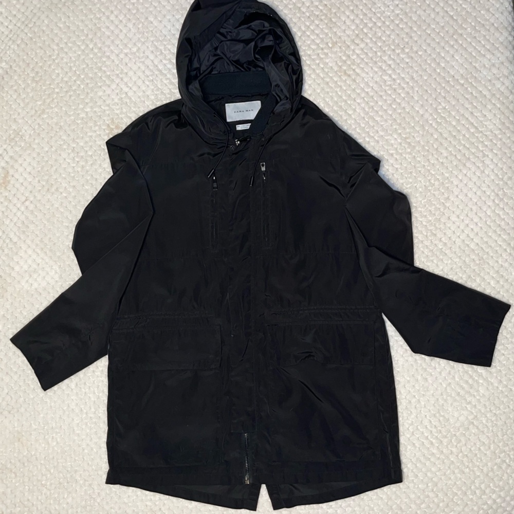 Worn Black Zara Windbreaker XL
